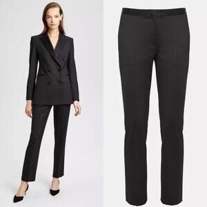 Theory Black Wool Blend Tux Pleated Front Tapered Ankle Dress Pants Size 2